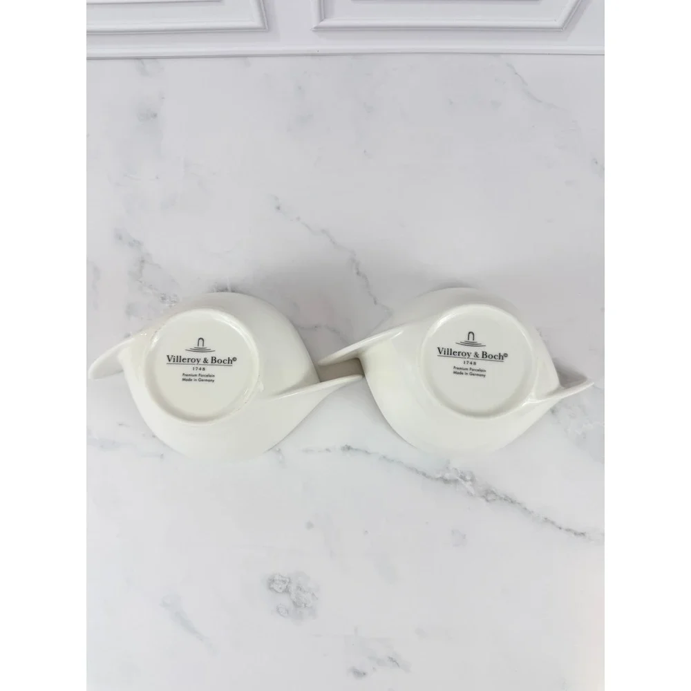VTG PAIR (2) Villeroy and Boch White New Wave Soup Cups 7.5'' x 4.8'' Mint!